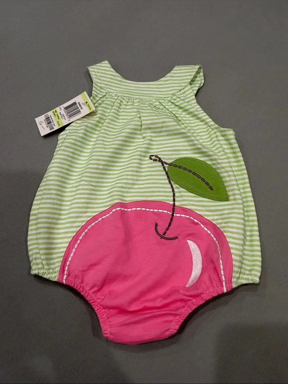 First Impressions Lime Green and White Striped Baby Romper